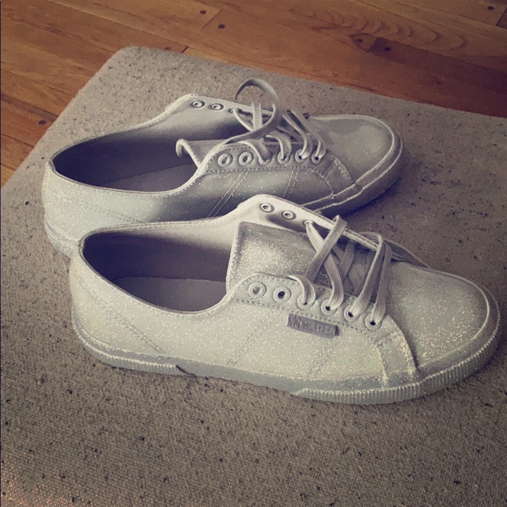 Superga sneakers silver glitter, used once